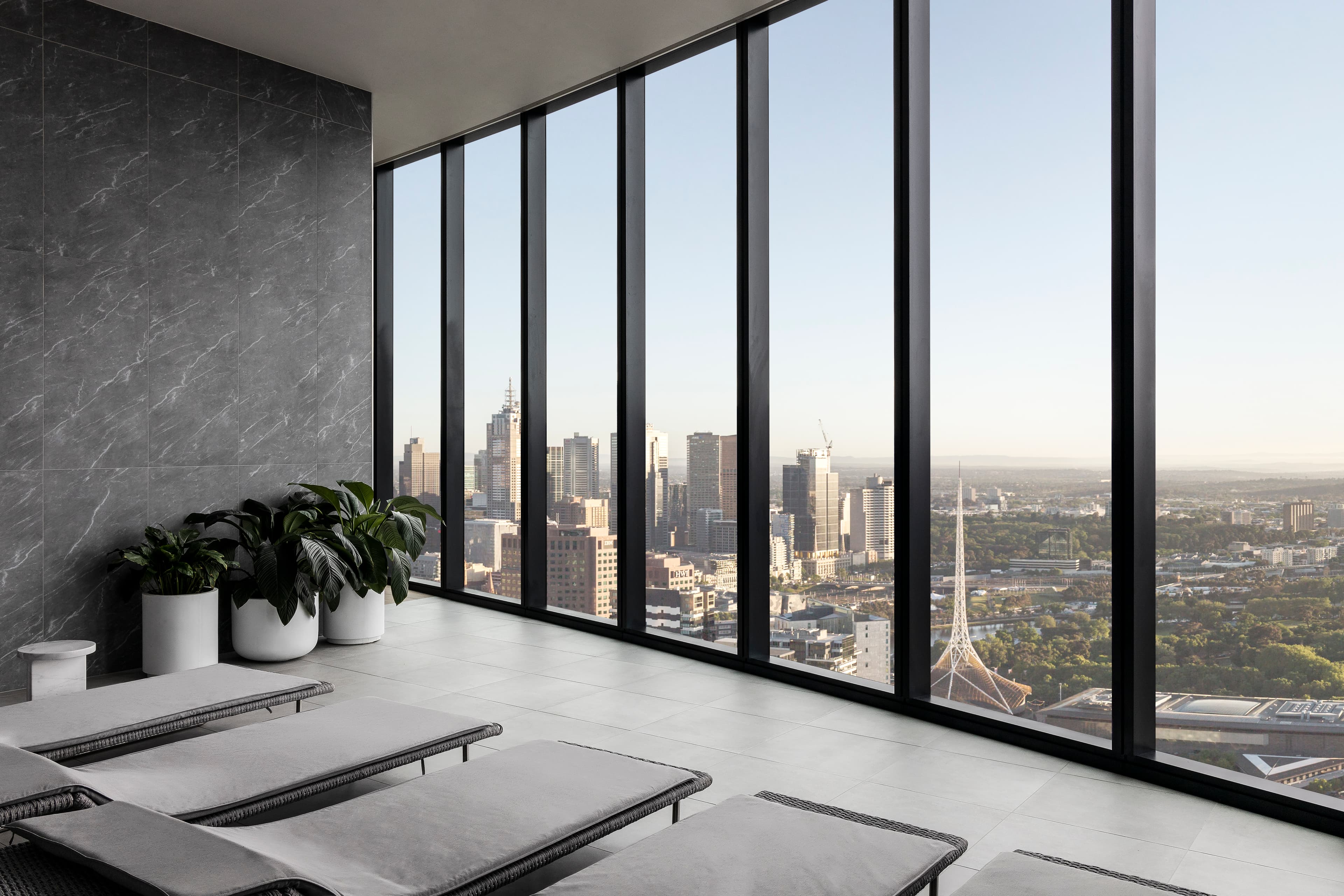 MSQ1 wellness lounge with city outlook