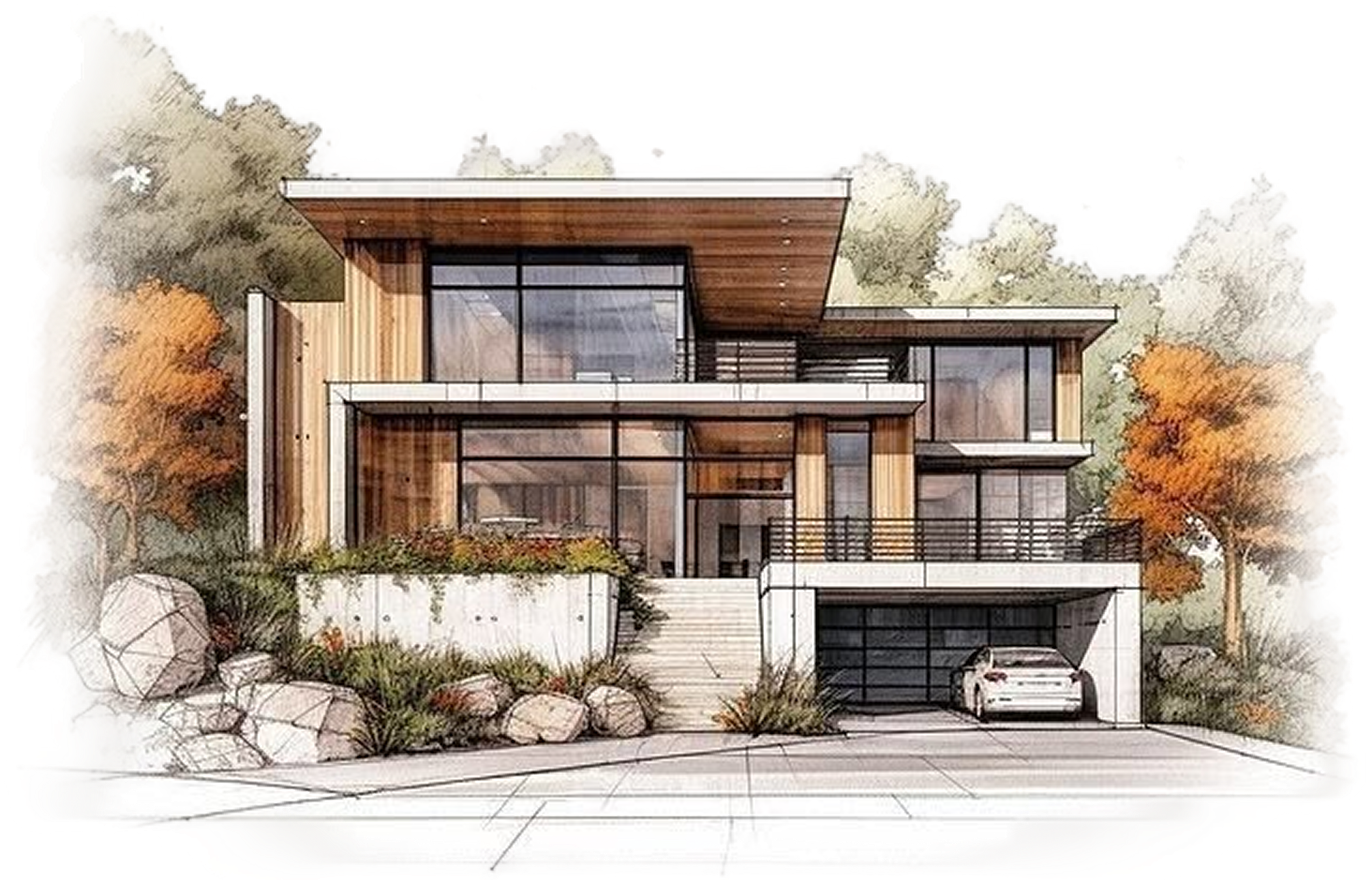 Commercial property architectural illustration