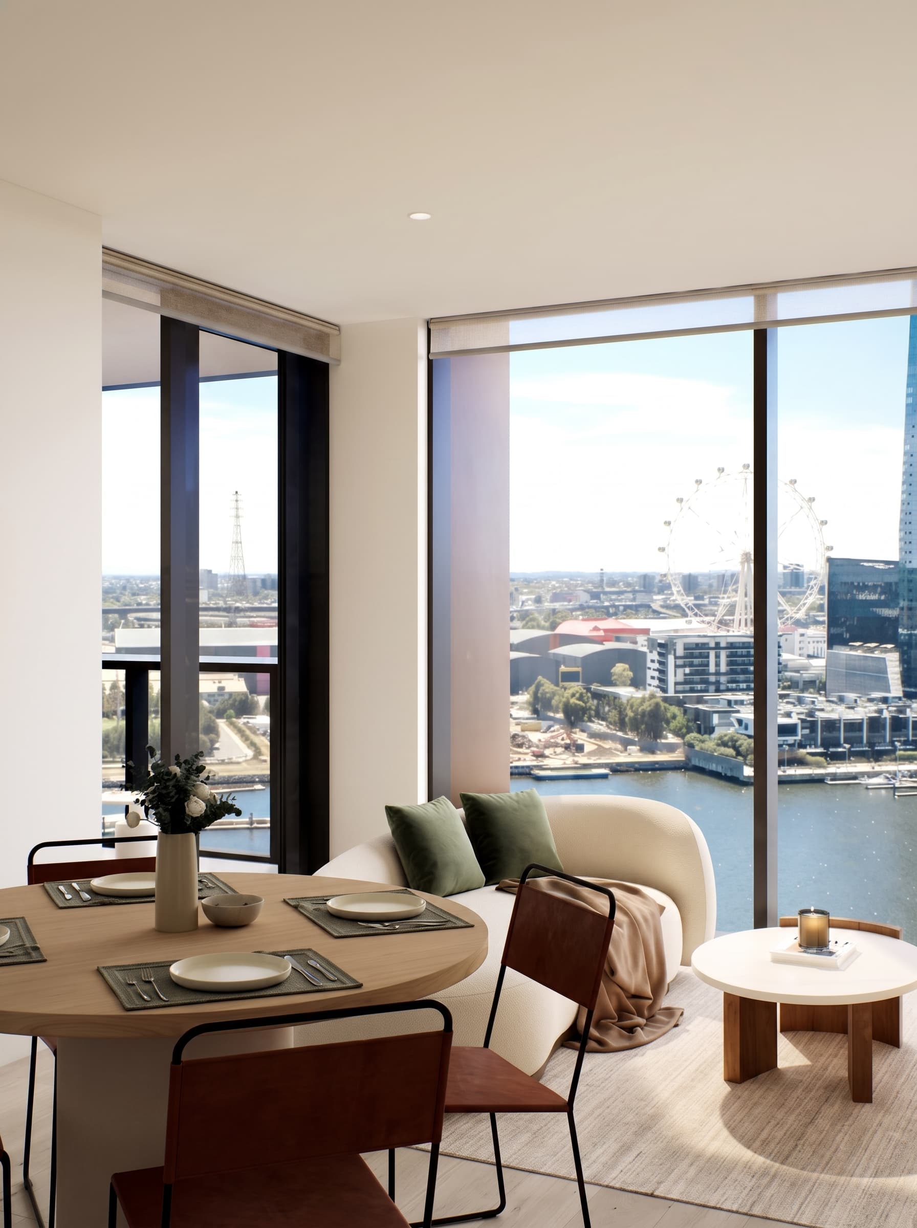 Ancora dining area overlooking the Melbourne skyline